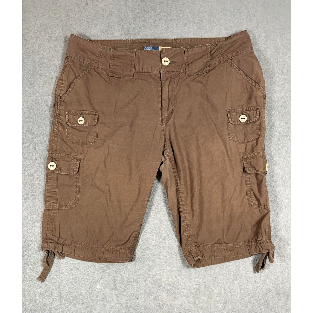 Beau Cargo Shorts Womens 12 Brown Drawstring Hem Multi Pocket Cotton MB1244ARF